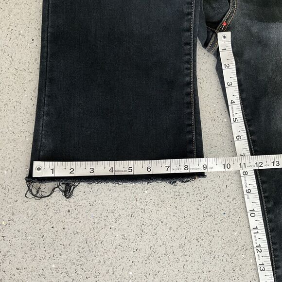 Judy Blue Slim Bootcut High Rise Jeans Black Washed Distressed Frayed Hem 30 - Picture 6 of 12